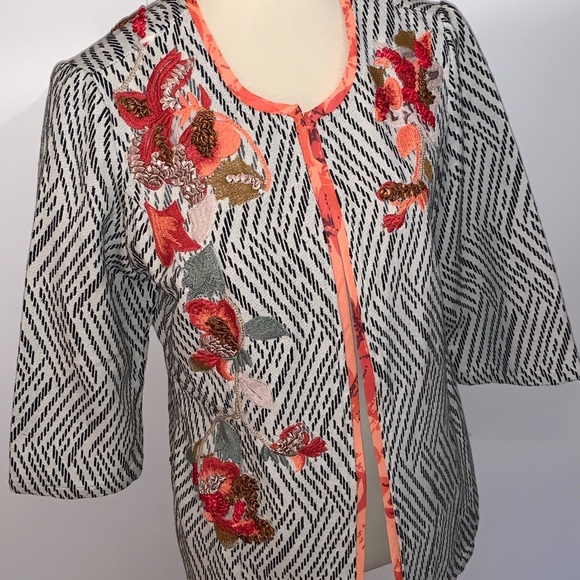 Chico's Artisan Printed Trim Applique Jacket - Picture 6 of 8